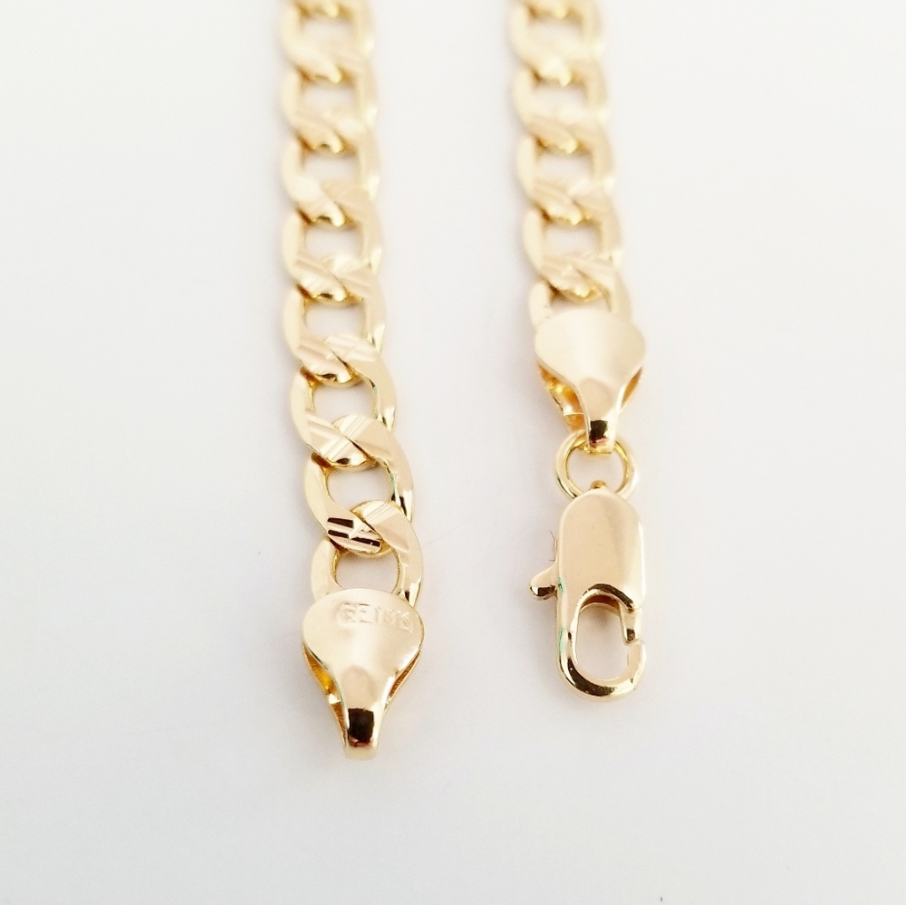 18K GF diamond cut cuban men's bracelet. New - Picture 6 of 8